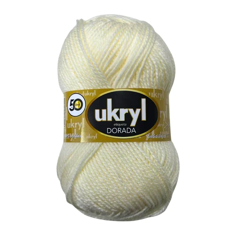 Ovillo de Lana Ukryl Etiqueta Dorada color crudo, 100 g y 170 m aproximados