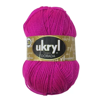 Ovillo de Lana Ukryl Etiqueta Dorada color fucsia, 100 g y 170 m aproximados