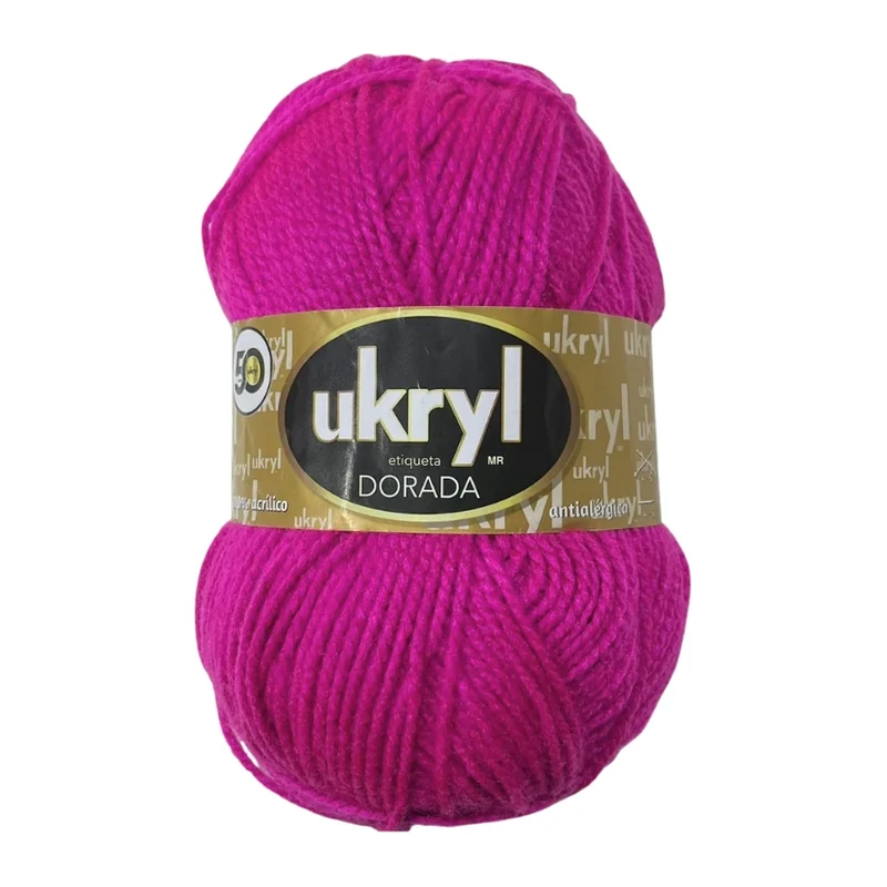 Ovillo de Lana Ukryl Etiqueta Dorada color fucsia, 100 g y 170 m aproximados