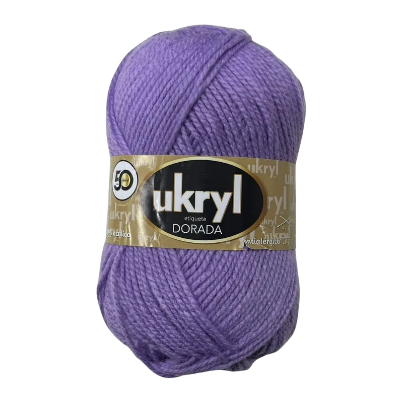 Ovillo de Lana Ukryl Etiqueta Dorada color lila, 100 g y 170 m aproximados