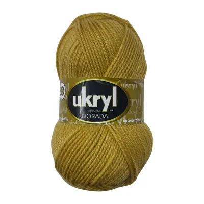 Ovillo de Lana Ukryl Etiqueta Dorada color mostaza, 100 g y 170 m aproximados