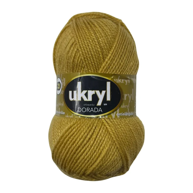 Ovillo de Lana Ukryl Etiqueta Dorada color mostaza, 100 g y 170 m aproximados