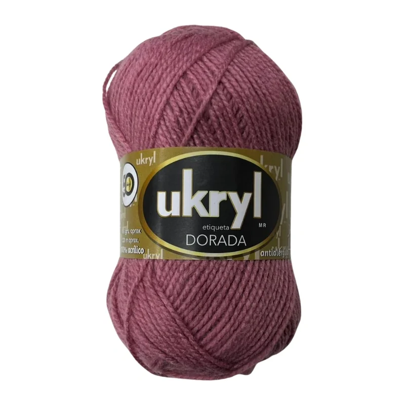 Ovillo de Lana Ukryl Etiqueta Dorada color palo rosa, 100 g y 170 m aproximados