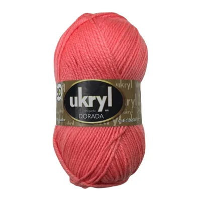 Ovillo de Lana Ukryl Etiqueta Dorada color salmón, 100 g y 170 m aproximados