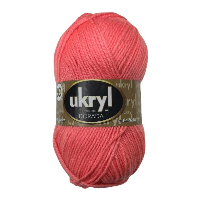 Ovillo de Lana Ukryl Etiqueta Dorada color salmón, 100 g y 170 m aproximados