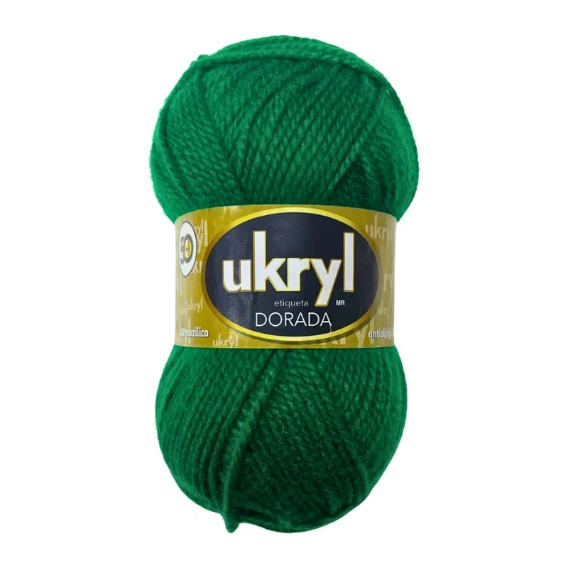 Ovillo de Lana Ukryl Etiqueta Dorada color verde, 100 g y 170 m aproximados