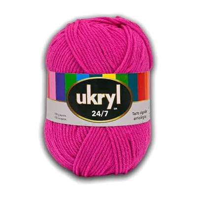 Ovillo de lana Ukryl 24/7 color fucsia, 100 g y 150 m aproximados