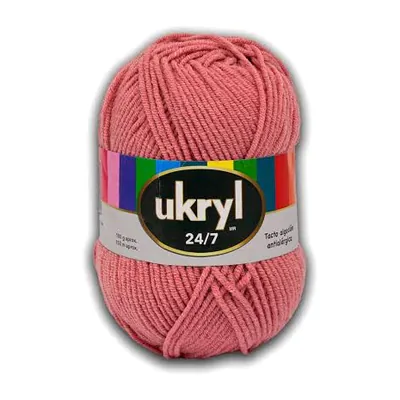 Ovillo de lana Ukryl 24/7 color palo rosa, 100 g y 150 m aproximados