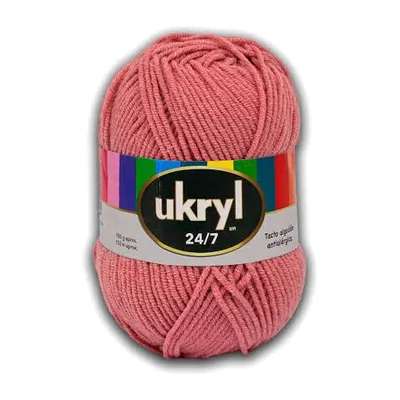 Ovillo de lana Ukryl 24/7 color palo rosa, 100 g y 150 m aproximados
