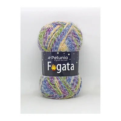Ovillo de lana fantasía Petunia Fogata color jardín, 100 g y 140 m