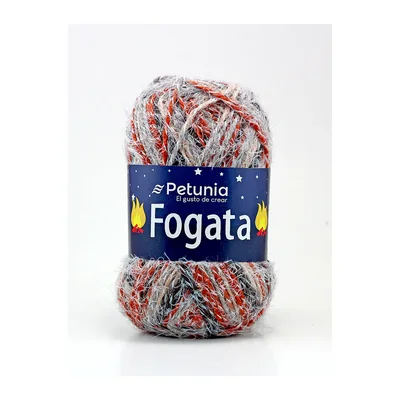 Ovillo de lana fantasía Petunia Fogata color llama, 100 g y 140 m