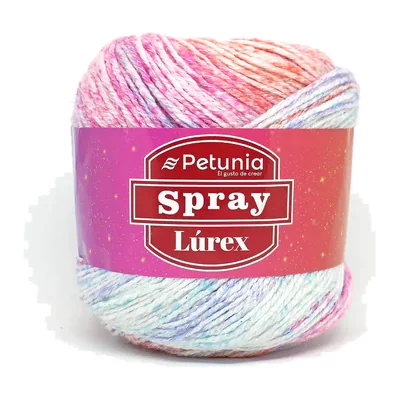 Torta de lana Petunia Spray Lúrex color arcoíris, 100 g y 230 m