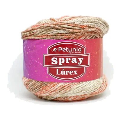 Torta de lana Petunia Spray Lúrex color coral, 100 g y 230 m
