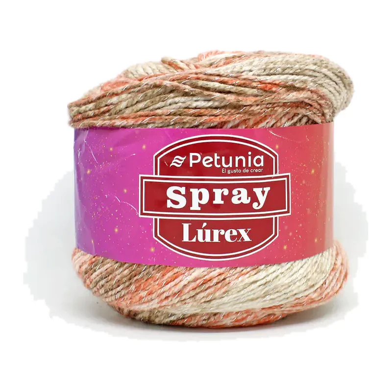 Torta de lana Petunia Spray Lúrex color coral, 100 g y 230 m