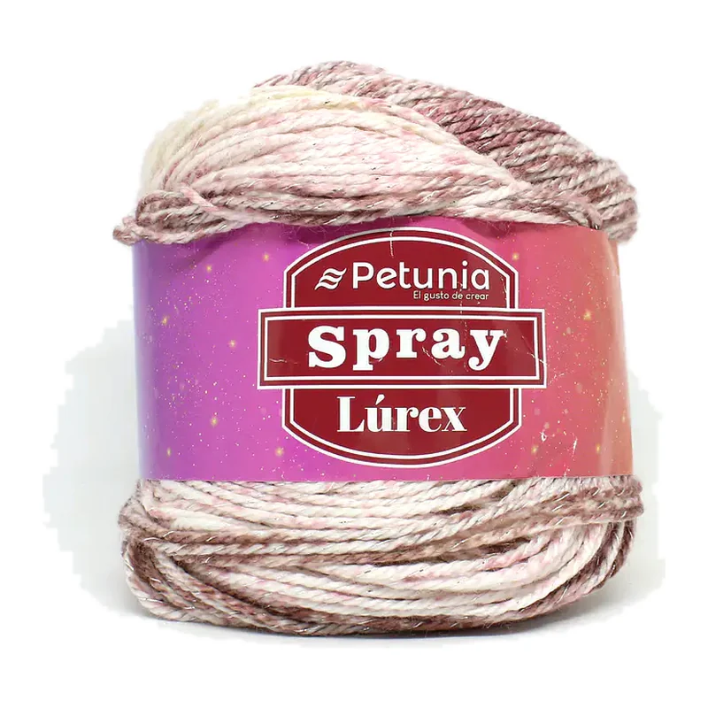 Torta de lana Petunia Spray Lúrex color rosa palo, 100 g y 230 m
