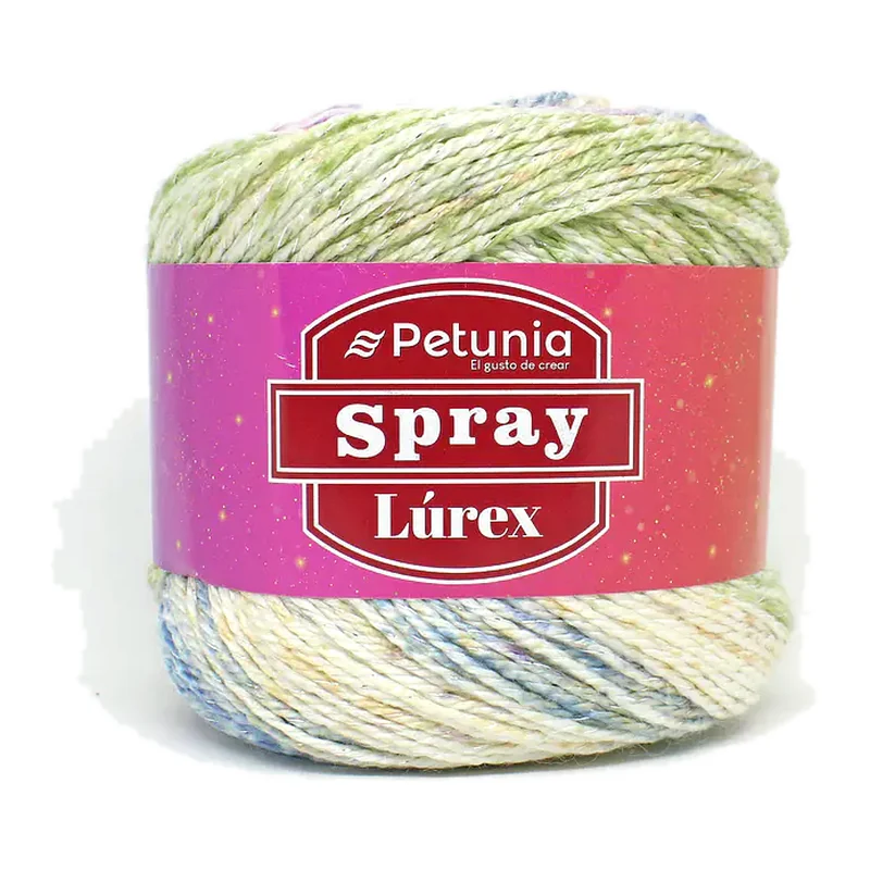 Torta de lana Petunia Spray Lúrex color verde agua, 100 g y 230 m