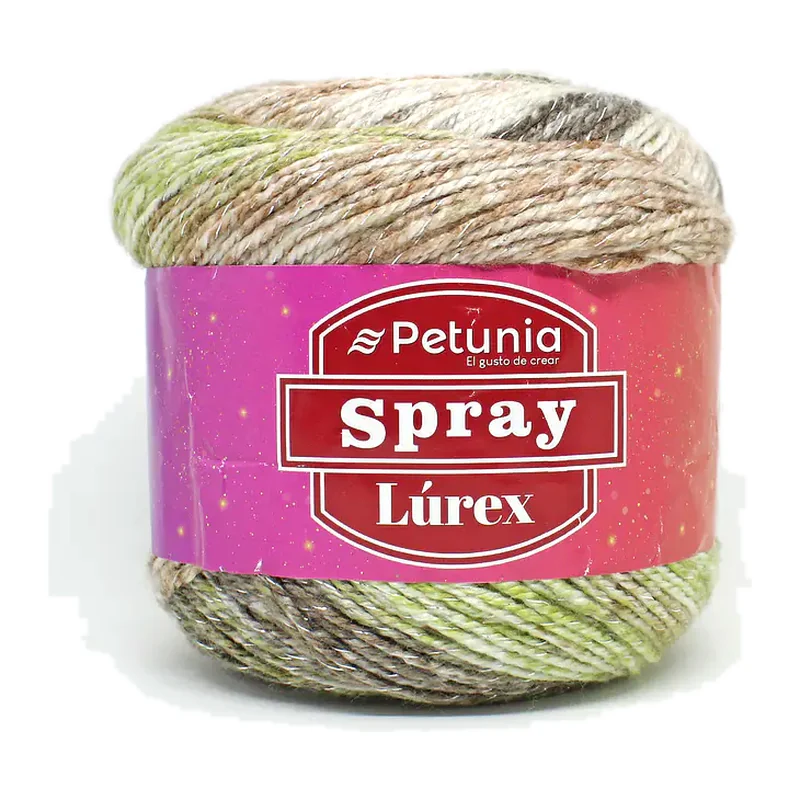 Torta de lana Petunia Spray Lúrex color verde musgo, 100 g y 230 m