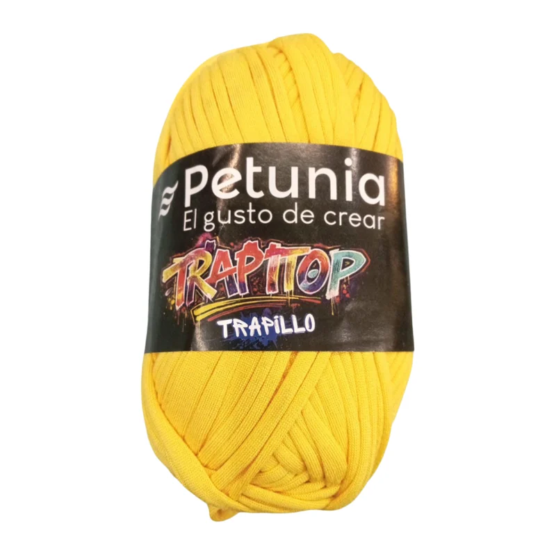 Ovillo de trapillo Petunia Trapitop color amarillo, 100 g y 34 m
