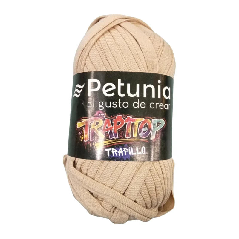 Ovillo de trapillo Petunia Trapitop color arena, 100 g y 34 m