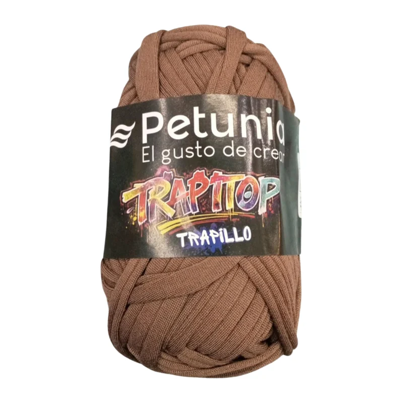 Ovillo de trapillo Petunia Trapitop color café, 100 g y 34 m