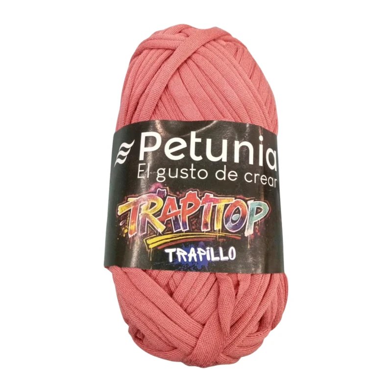 Ovillo de trapillo Petunia Trapitop color coral, 100 g y 34 m