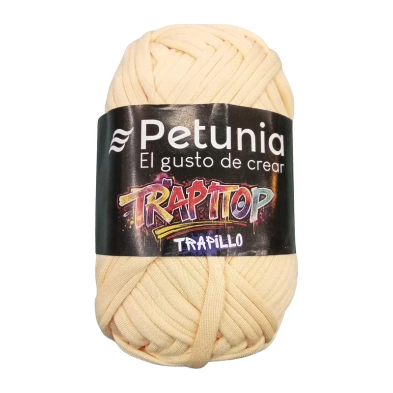 Ovillo de trapillo Petunia Trapitop color crema, 100 g y 34 m