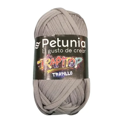 Ovillo de trapillo Petunia Trapitop color gris, 100 g y 34 m
