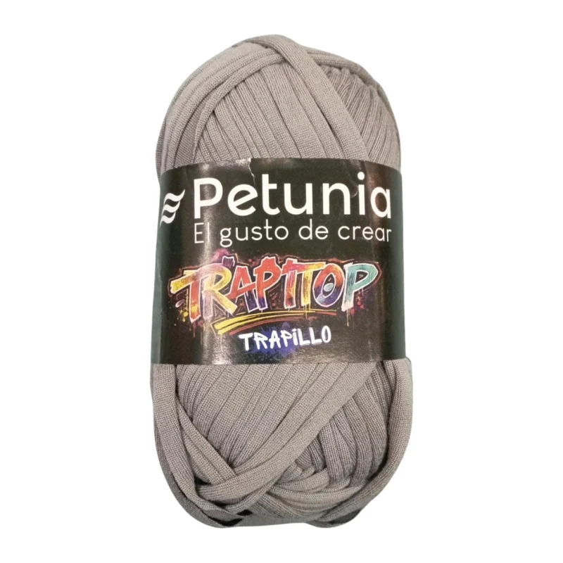 Ovillo de trapillo Petunia Trapitop color gris, 100 g y 34 m