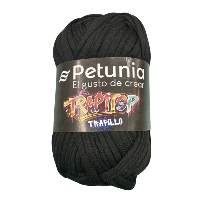 Ovillo de trapillo Petunia Trapitop color negro, 100 g y 34 m