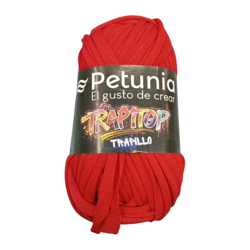 Ovillo de trapillo Petunia Trapitop color rojo, 100 g y 34 m