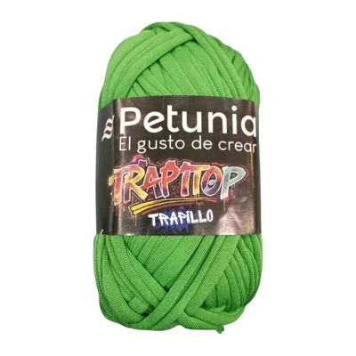 Ovillo de trapillo Petunia Trapitop color verde, 100 g y 34 m
