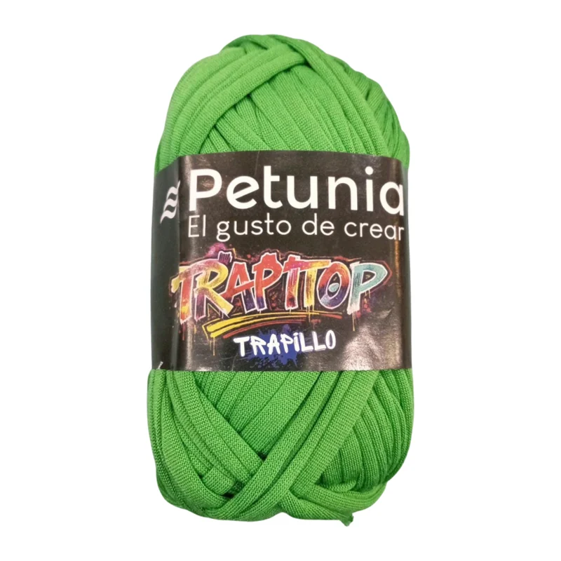 Ovillo de trapillo Petunia Trapitop color verde, 100 g y 34 m