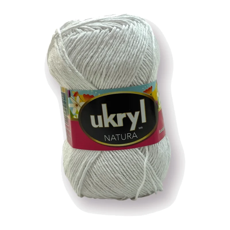 Ovillo de hilo Ukryl Natura color blanco, 100 g y 250 m