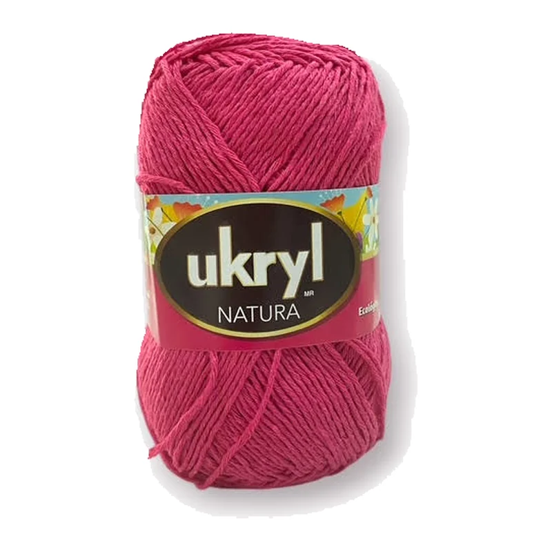 Ovillo de hilo Ukryl Natura color frambuesa, 100 g y 250 m