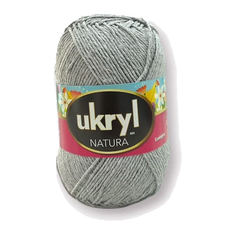 Ovillo de hilo Ukryl Natura color gris, 100 g y 250 m