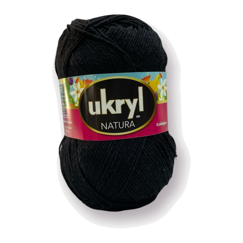 Ovillo de hilo Ukryl Natura color negro, 100 g y 250 m