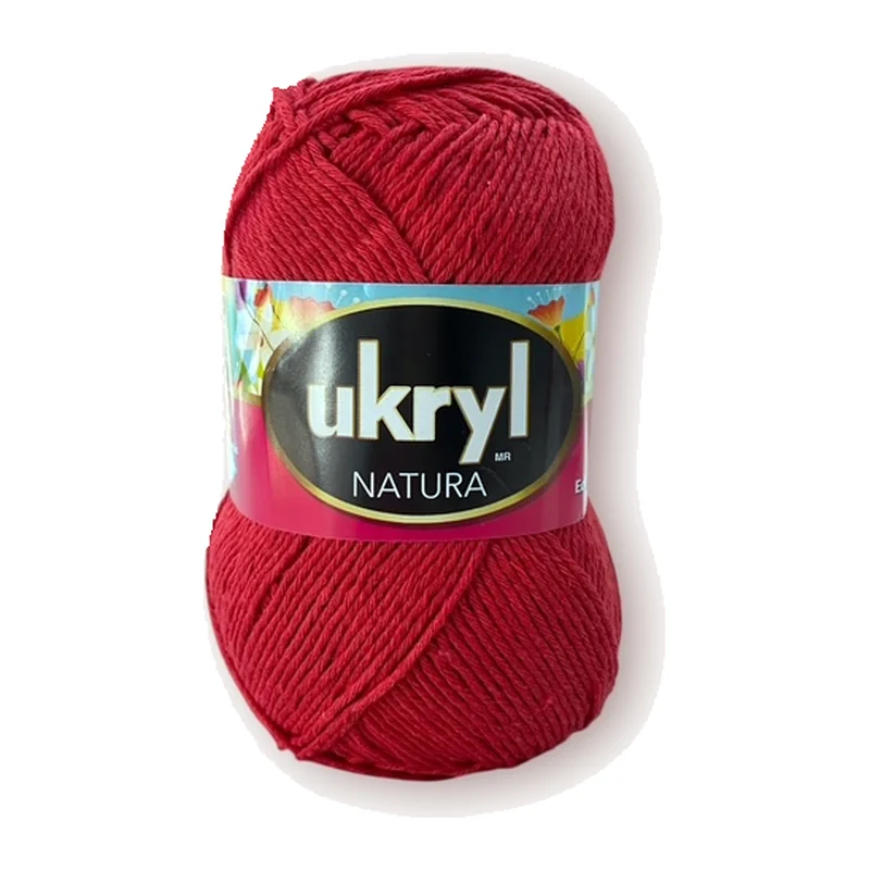Ovillo de hilo Ukryl Natura color rojo, 100 g y 250 m