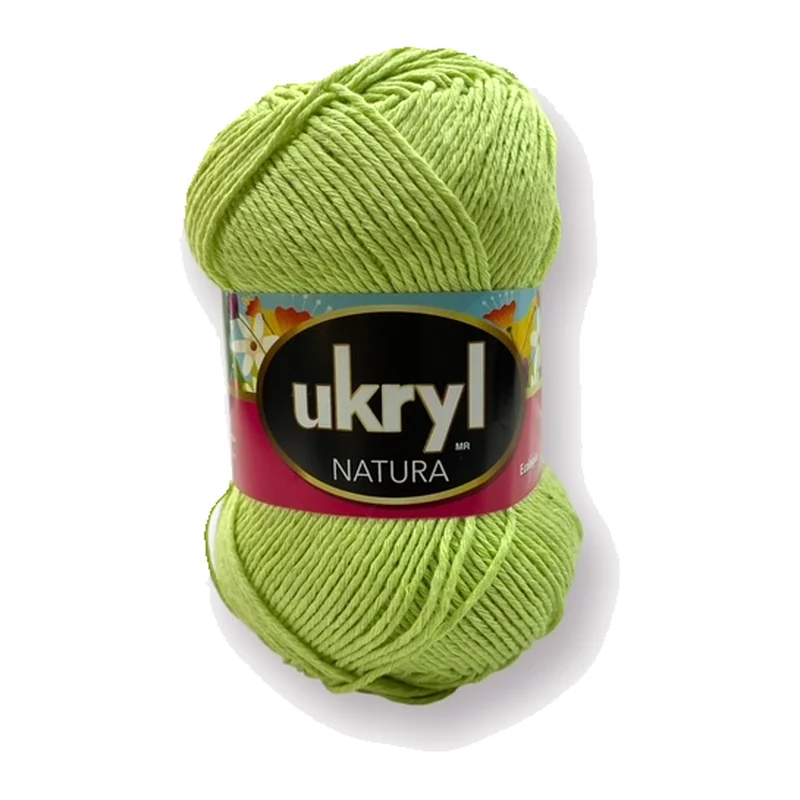 Ovillo de hilo Ukryl Natura color verde limón, 100 g y 250 m